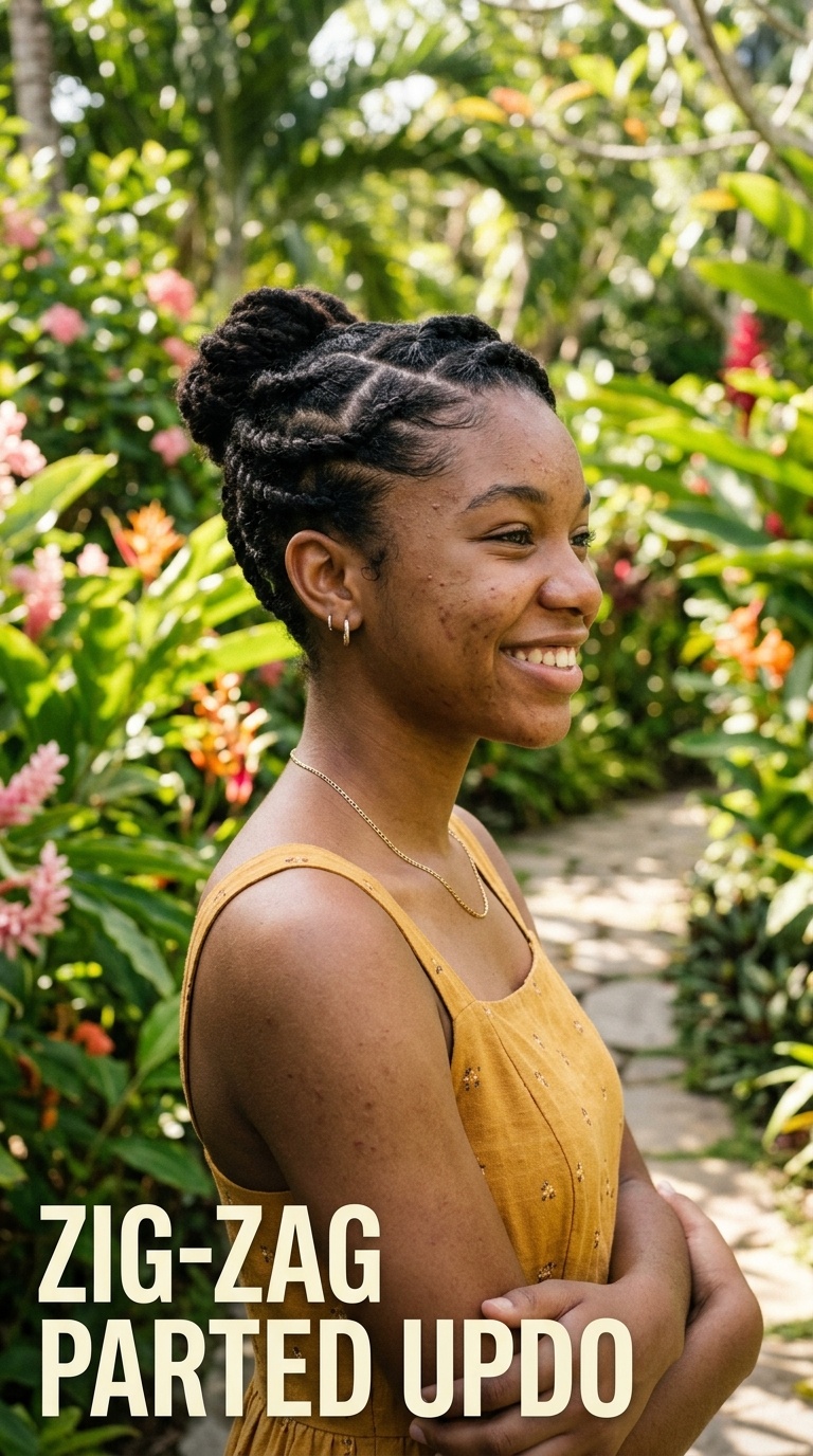 Zig-Zag Parted Updo