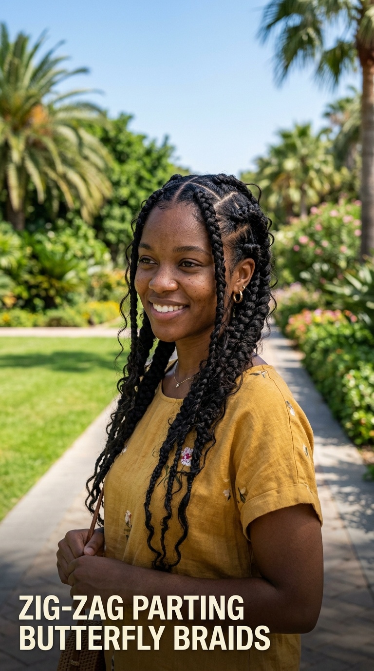 Zig-Zag Parting Butterfly Braids