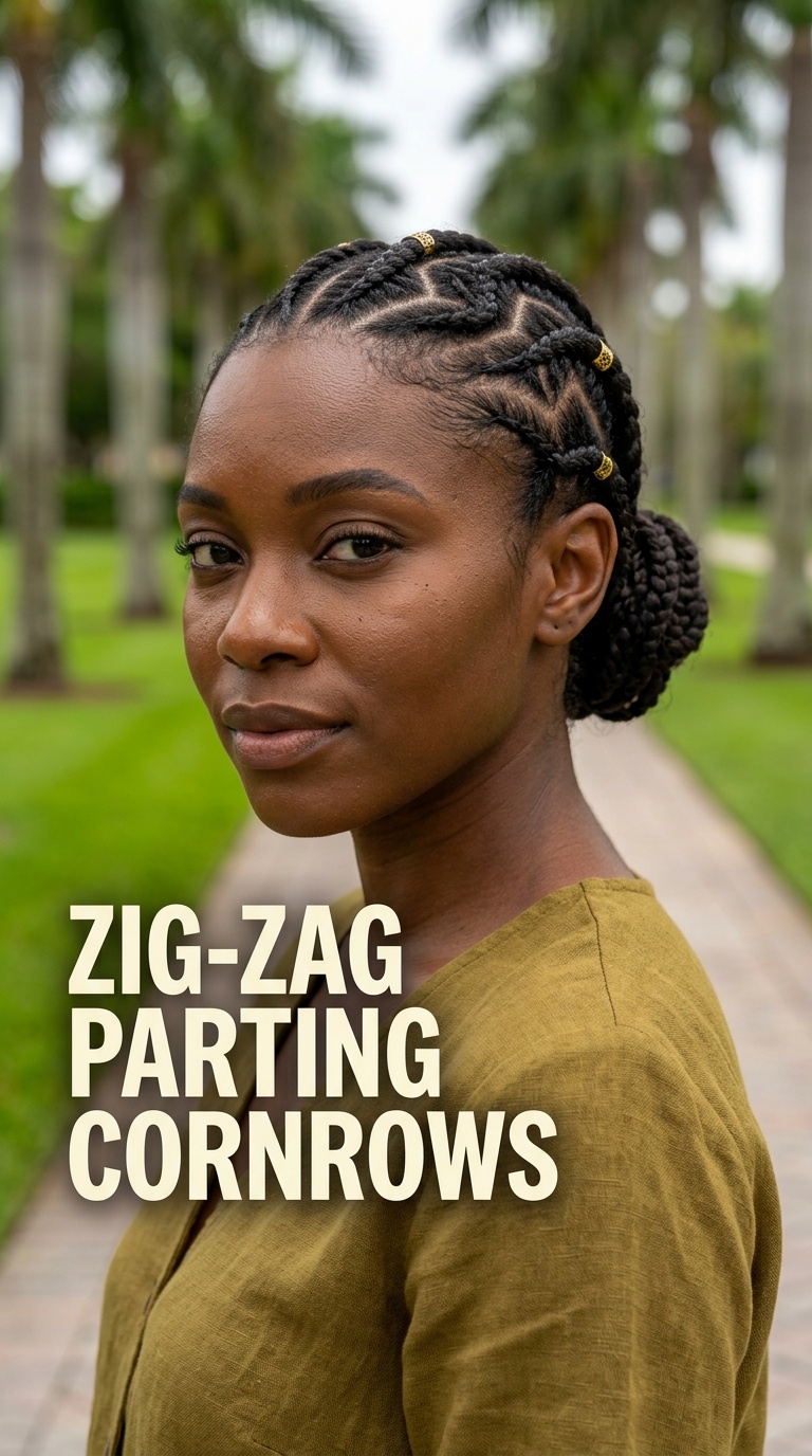 Zig-Zag Parting Cornrows