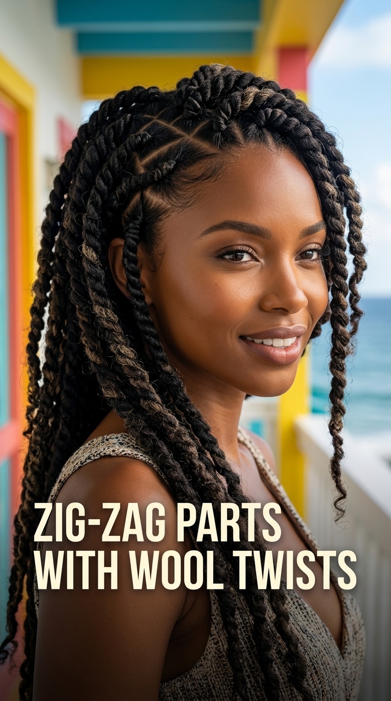 Zig-Zag Parts with Wool Twists
