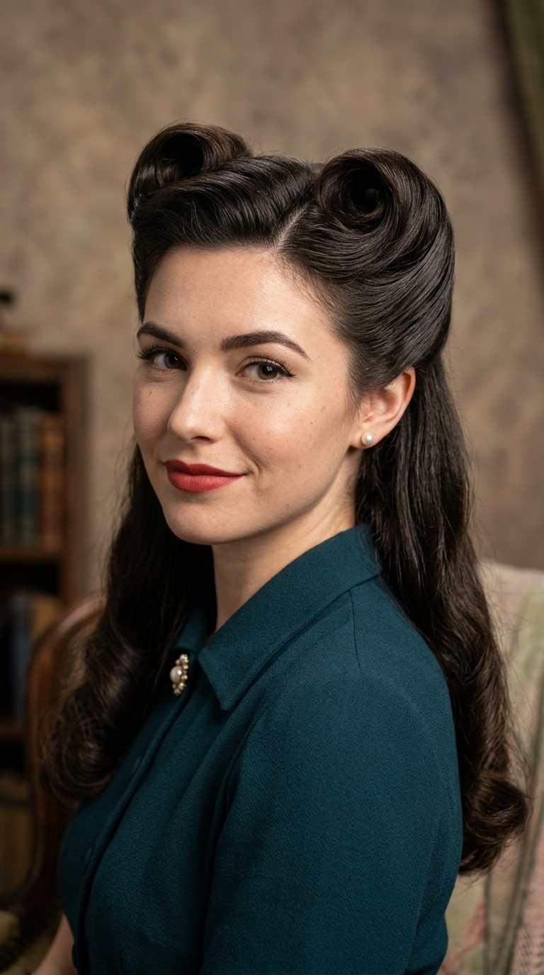 1940s Victory Rolls (Long Hair Version)