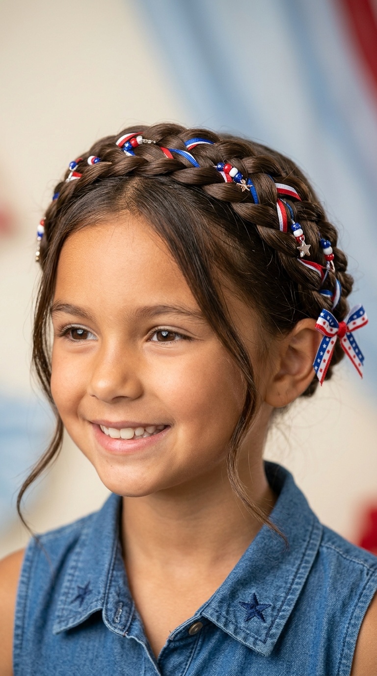 4th of July Wrap-Around Halo Braid