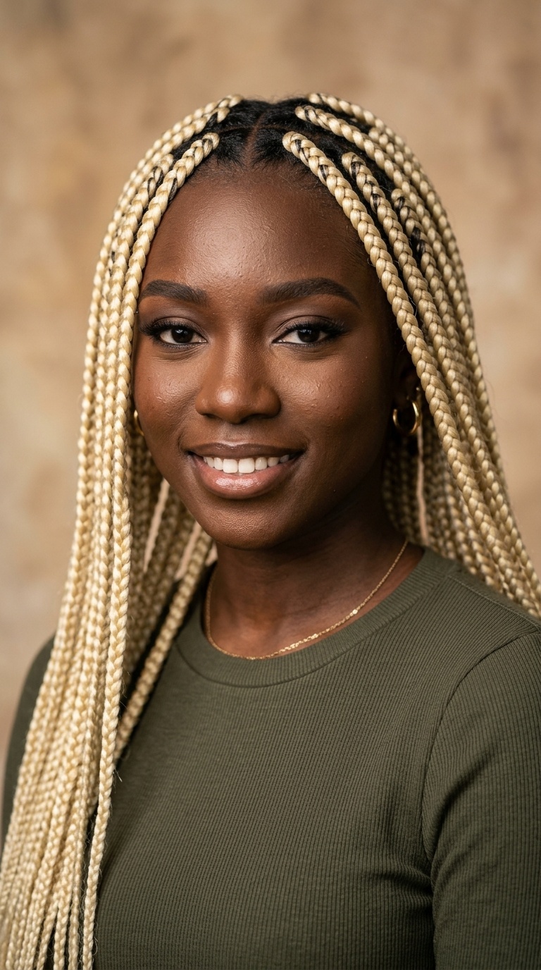 613 Box Braids with Dark Roots