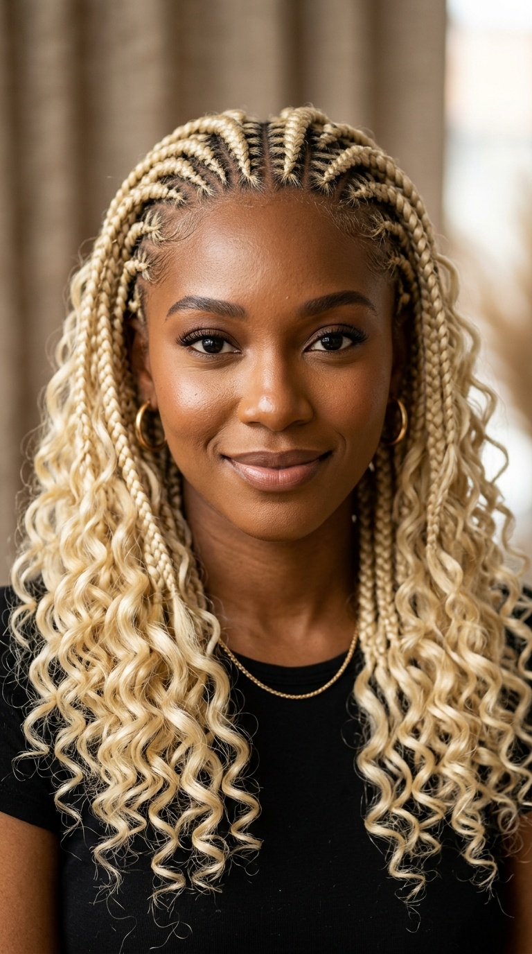 613 Goddess Braids with Curly Ends