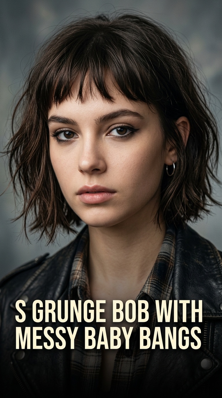 90s Grunge Bob with Messy Baby Bangs