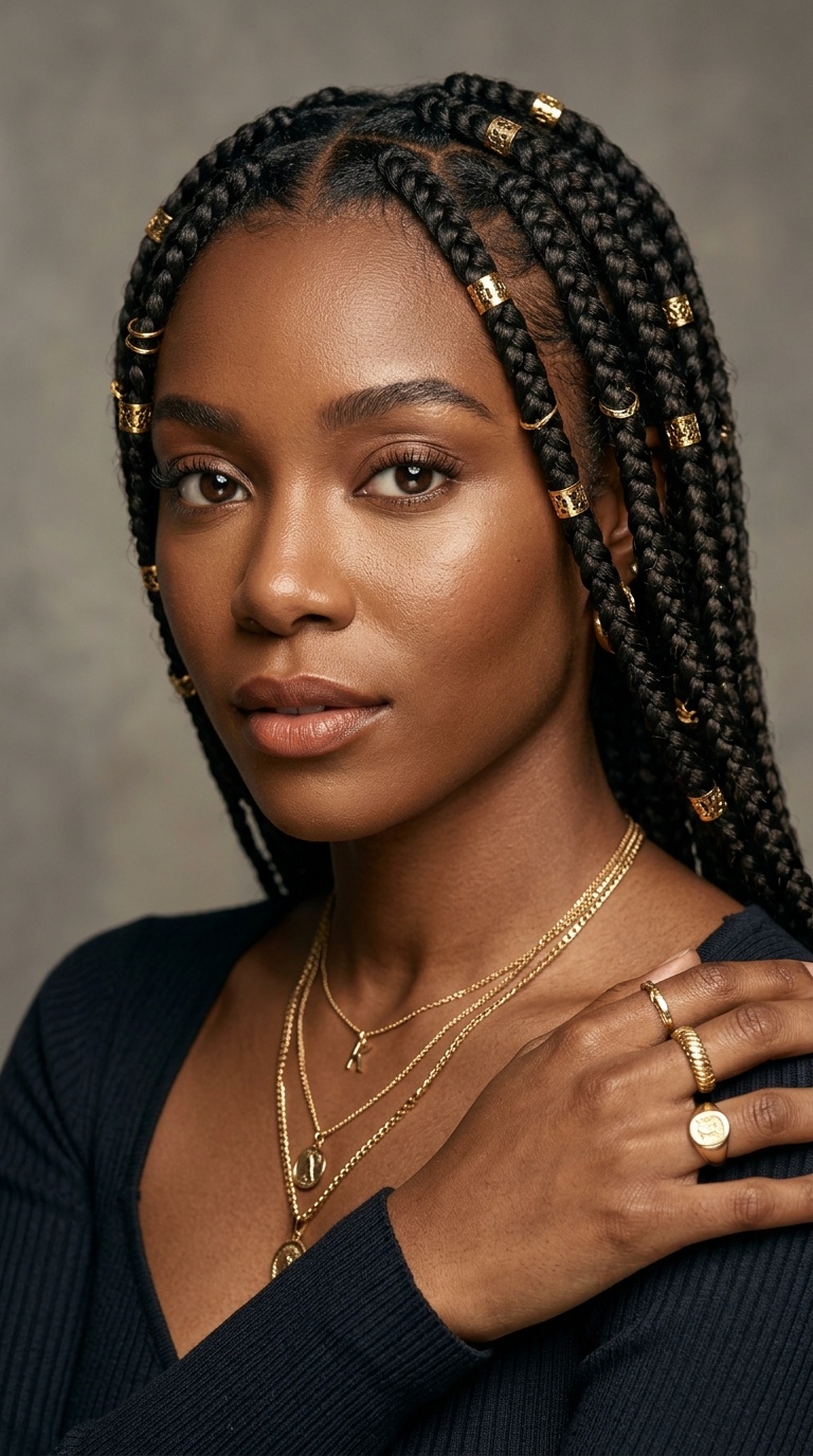 Accessorized with Gold Cuffs and Rings