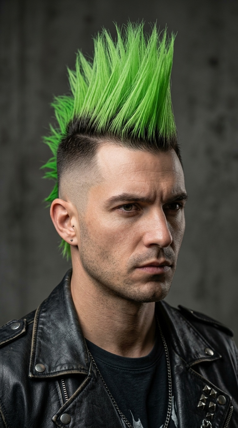 Acid Green Deathhawk with Sharp Fade