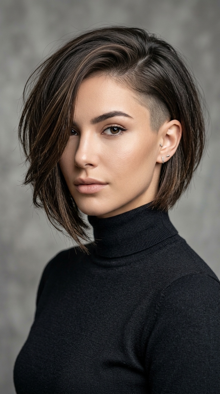 Asymmetrical Bob with a Deep Side Undercut
