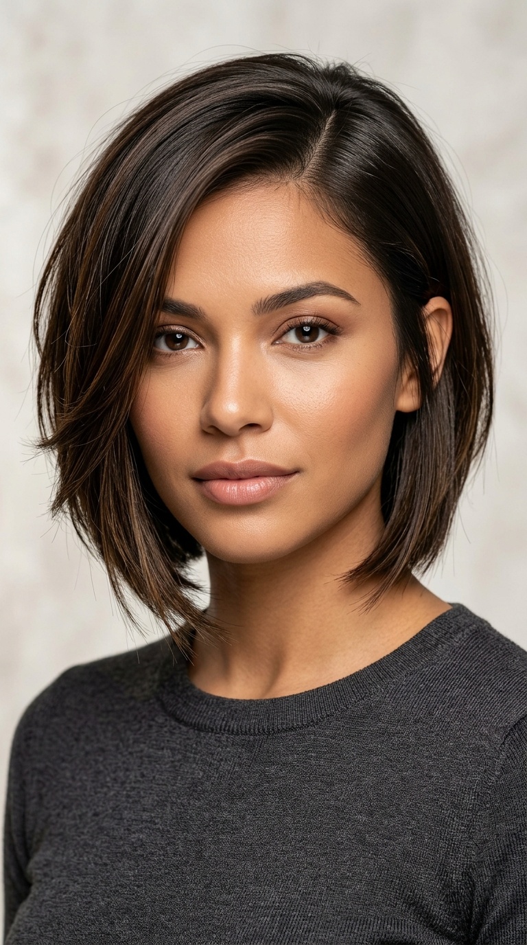 Asymmetrical Bob with Deep Side Part
