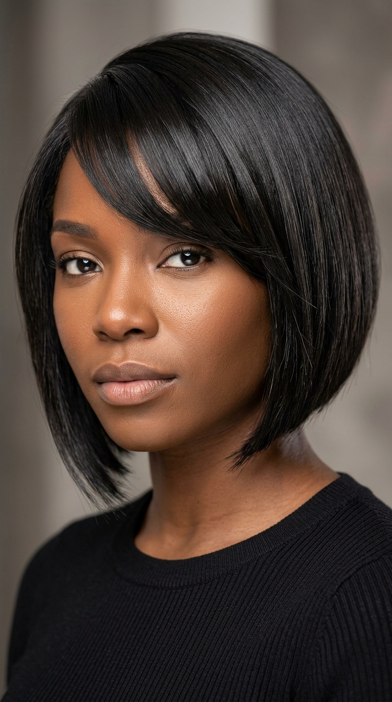 Asymmetrical Bob with Side-Swept Bangs
