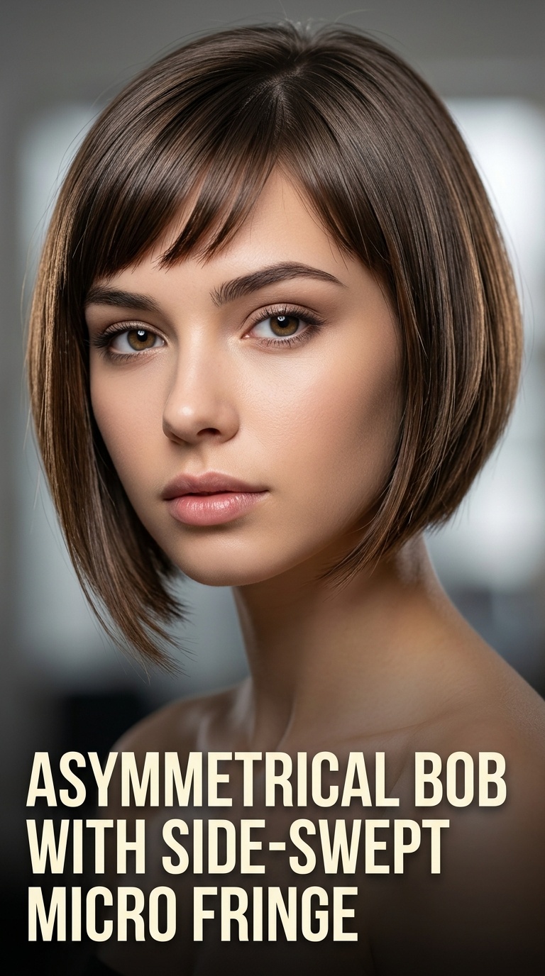 Asymmetrical Bob with Side-Swept Micro Fringe