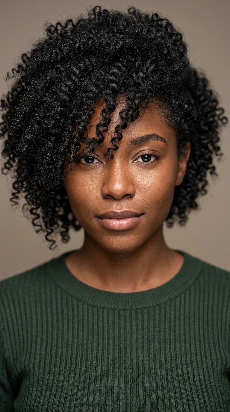Asymmetrical Curly Fringe