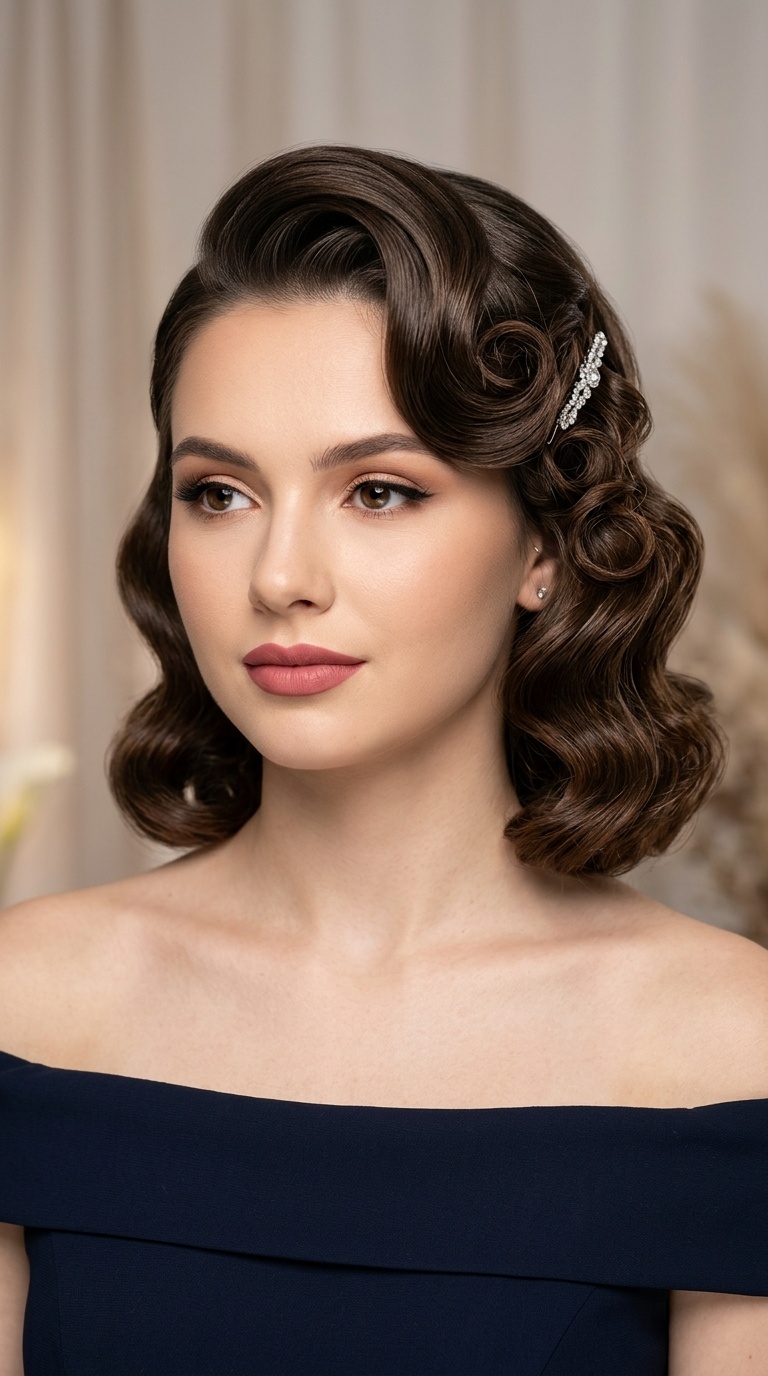 Asymmetrical Pin-Up with Hollywood Waves