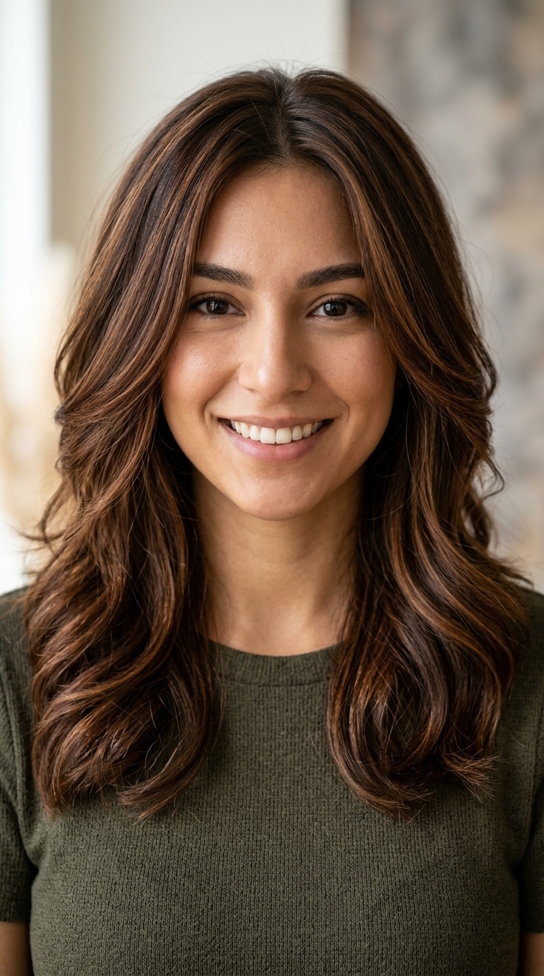 Auburn-Kissed Brunette Layers