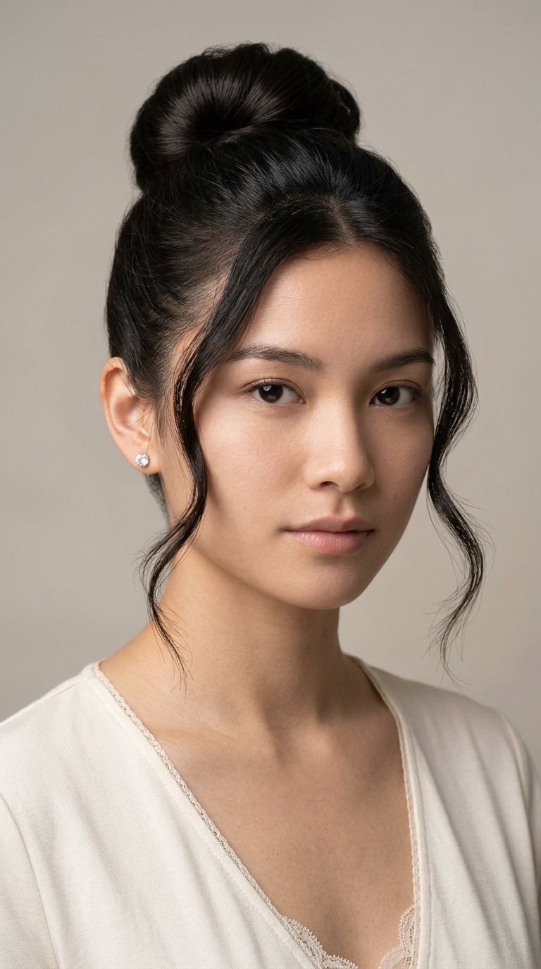 Ballerina Bun with Face-Framing Tendrils