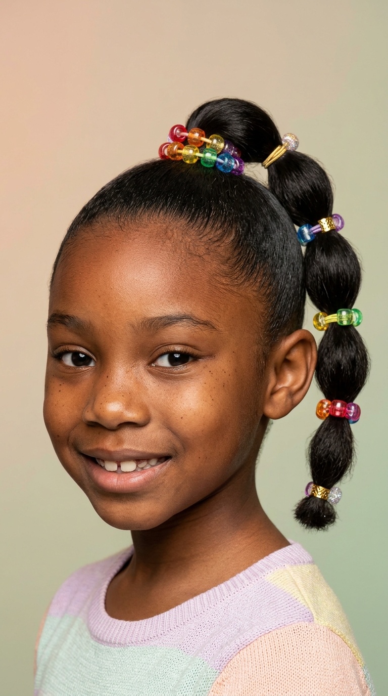Banded Ponytail with Rainbow 