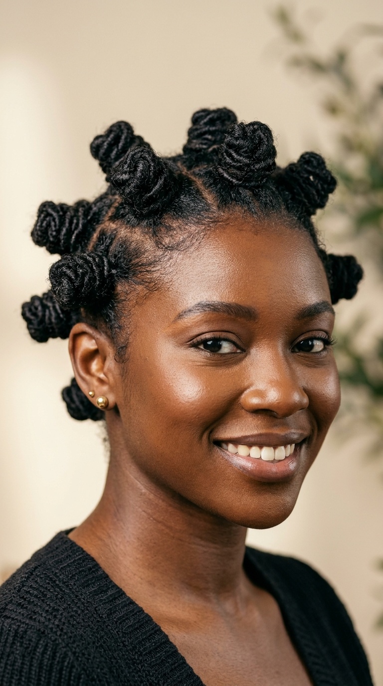 Bantu Knots on Short Locs