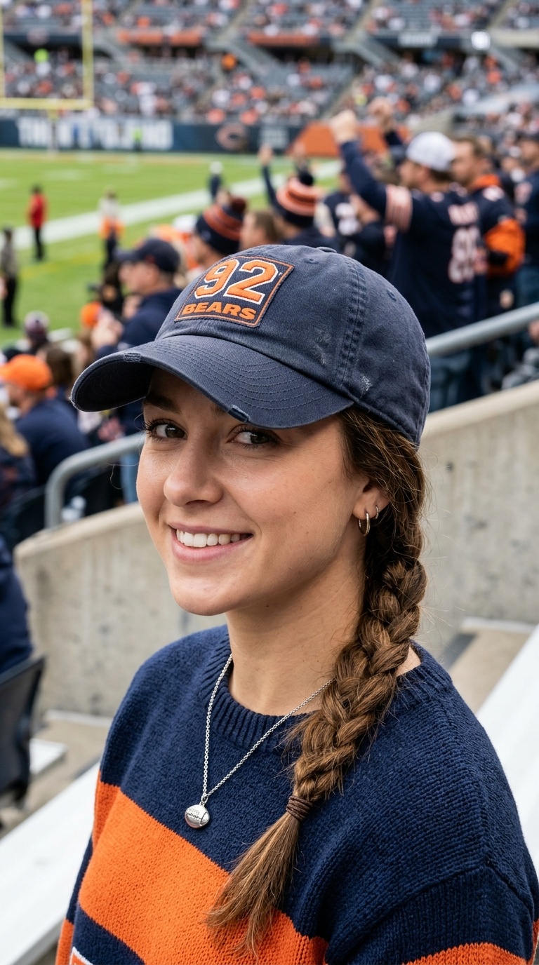 Baseball Cap with Low Braid