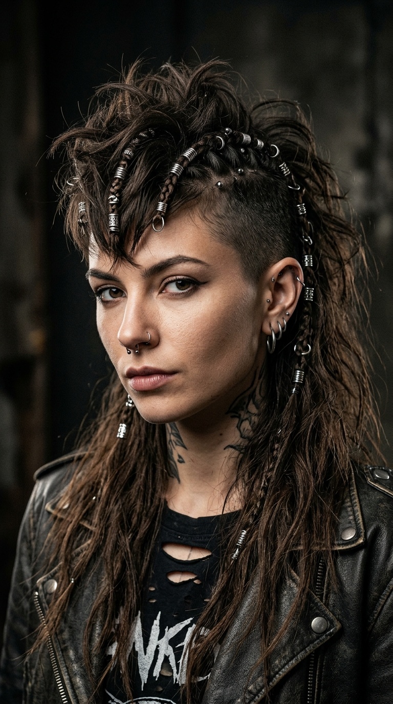 Beaded and Pierced Shag Hawk