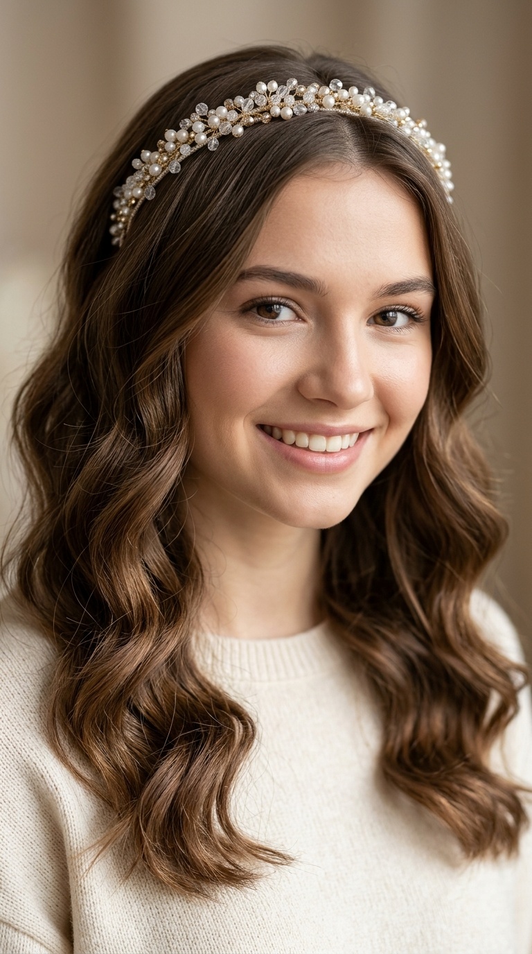 Beaded Headband with Loose Waves