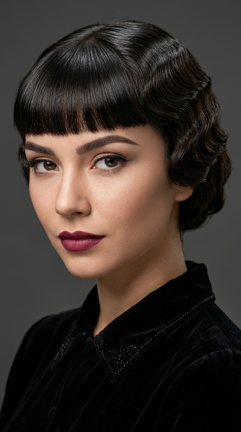 Blunt Bangs with Finger Waves (Vintage)