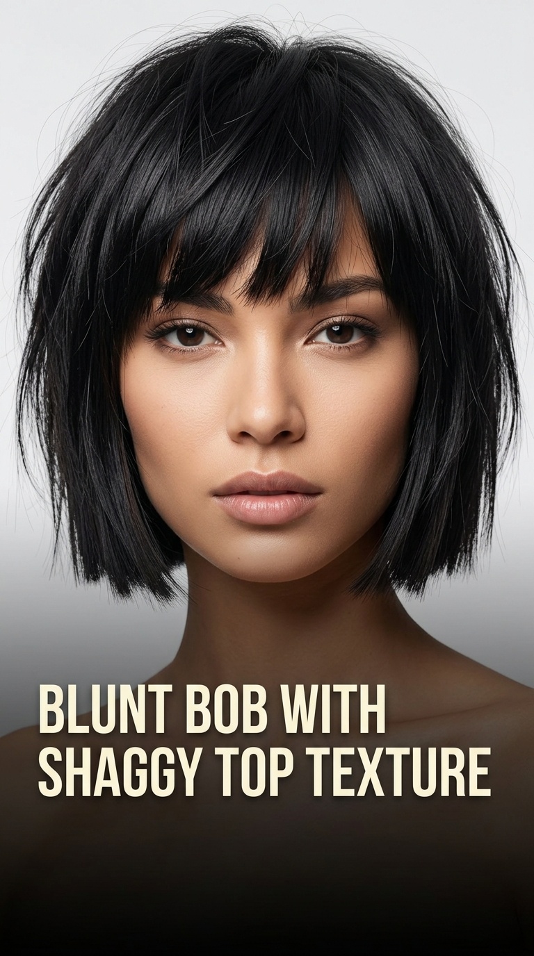 Blunt Bob with Shaggy Top Texture