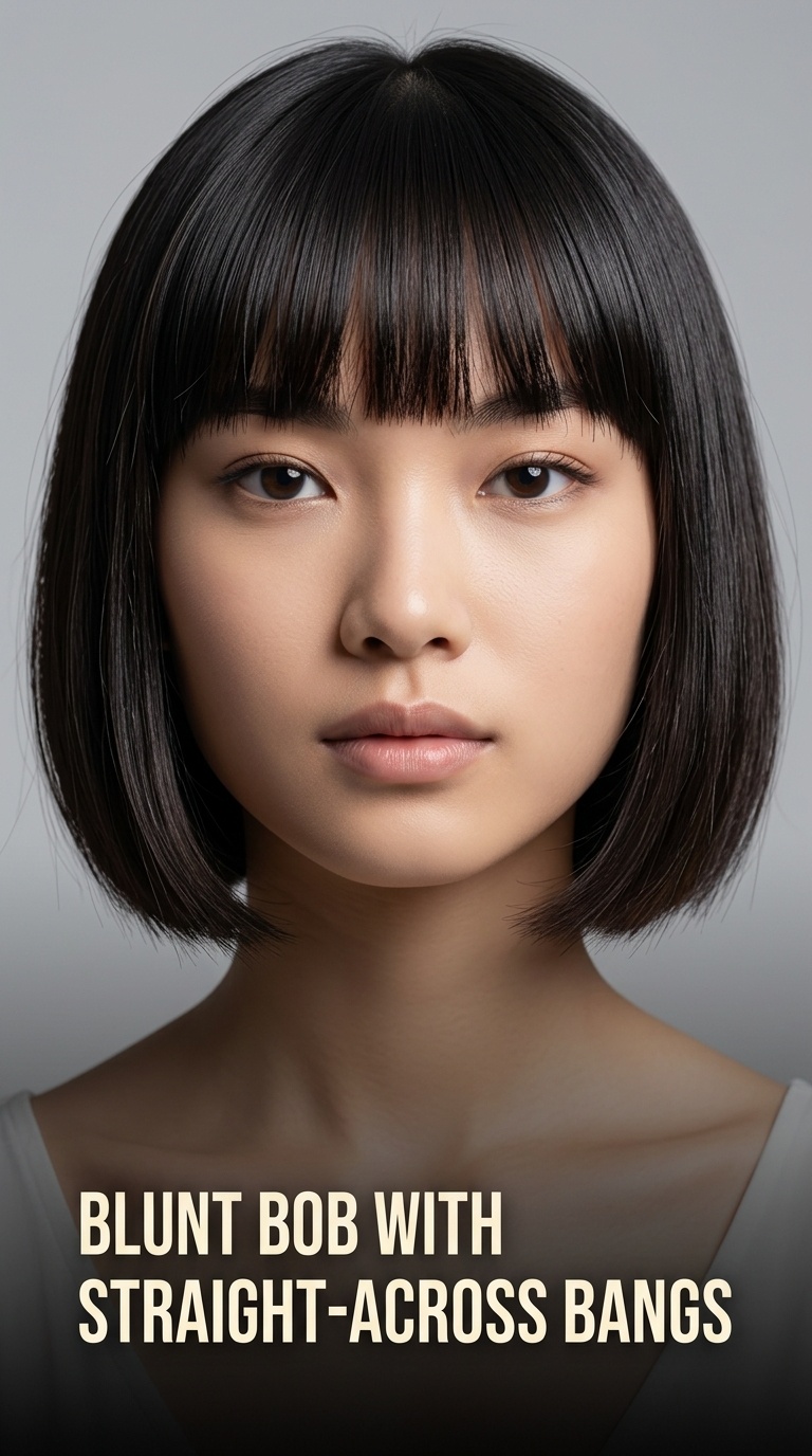 Blunt Bob with Straight-Across Bangs