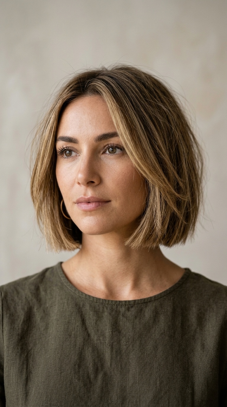 Blunt Chin-Length Bob with Internal Layers