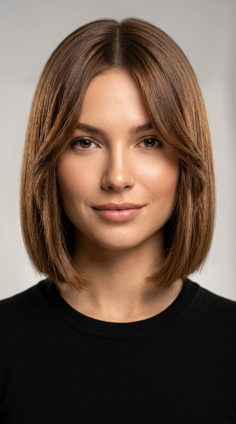 Blunt Cut with Face-Framing Tendrils