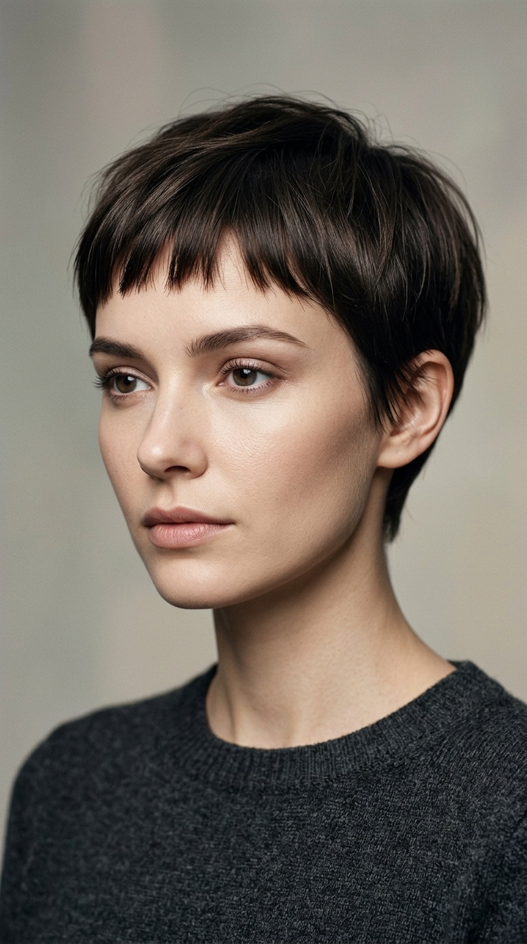 Blunt Pixie with Micro-Bangs