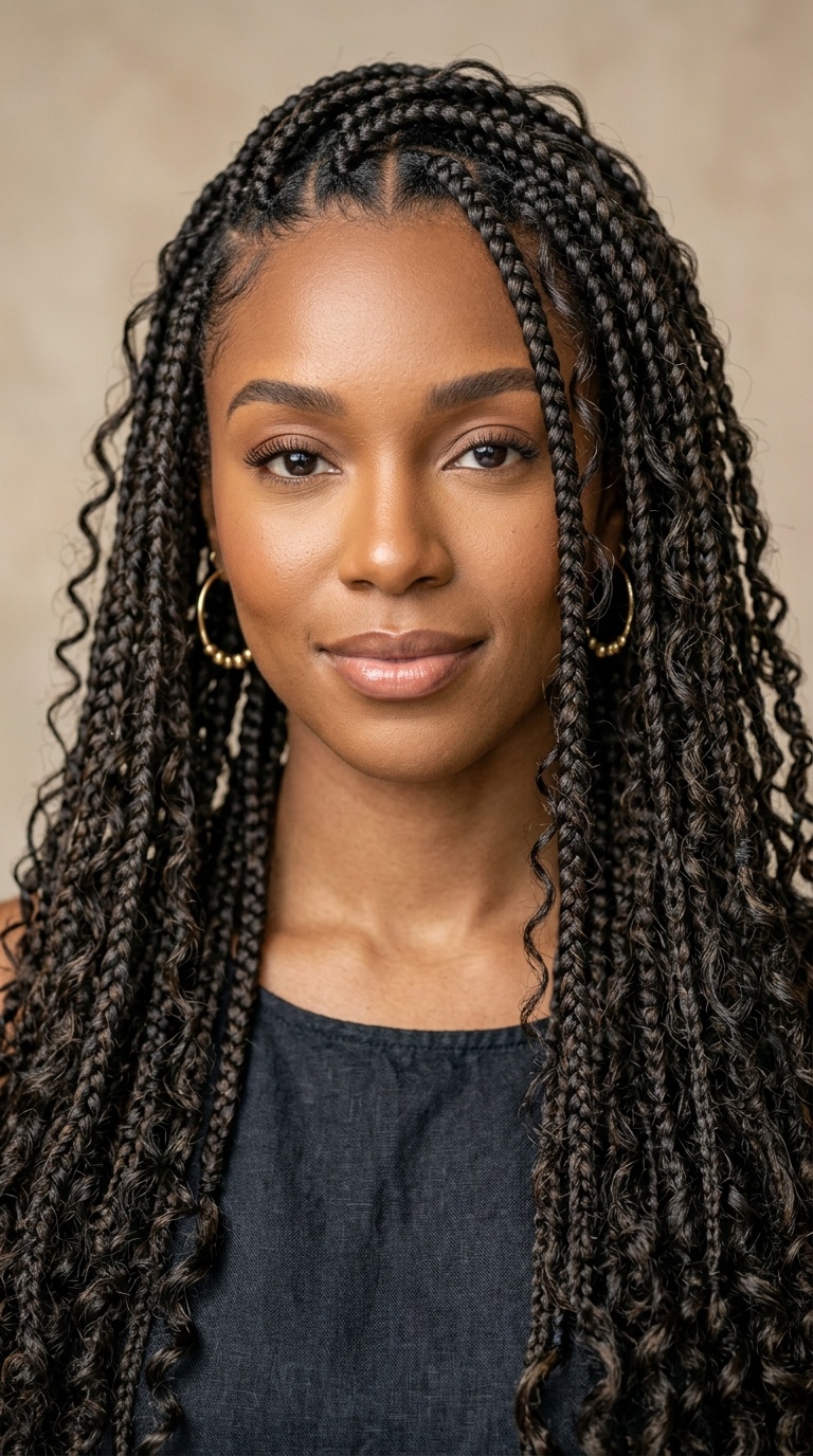 Bohemian Box Braids with Curls