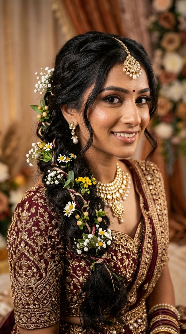 Bohemian Braid with Wildflowers