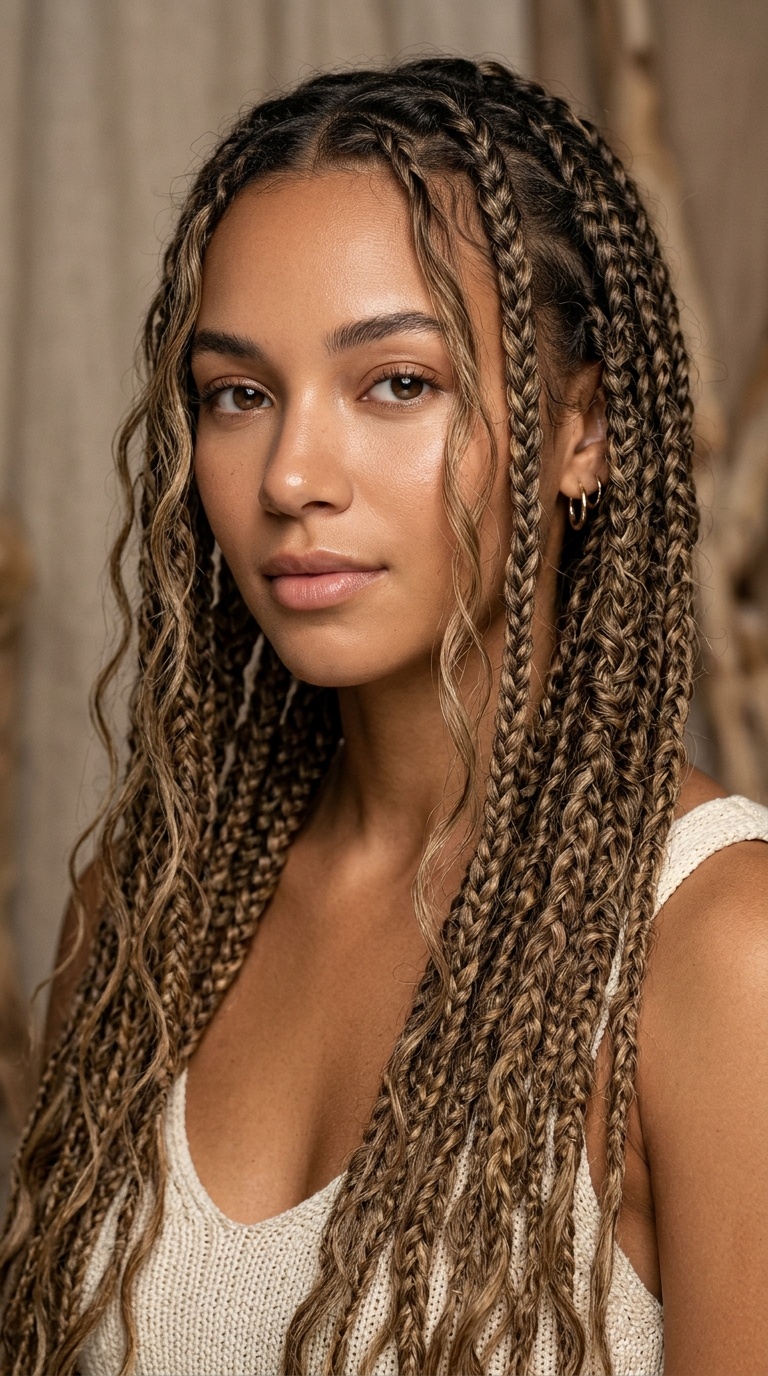 Bohemian Braids with Loose Face-Framing Tendrils