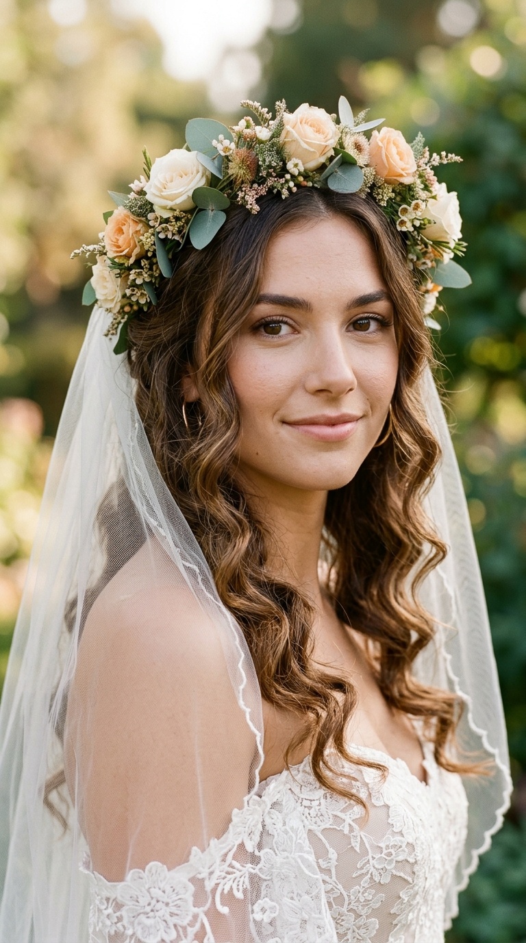 Bohemian Floral Crown with Waves
