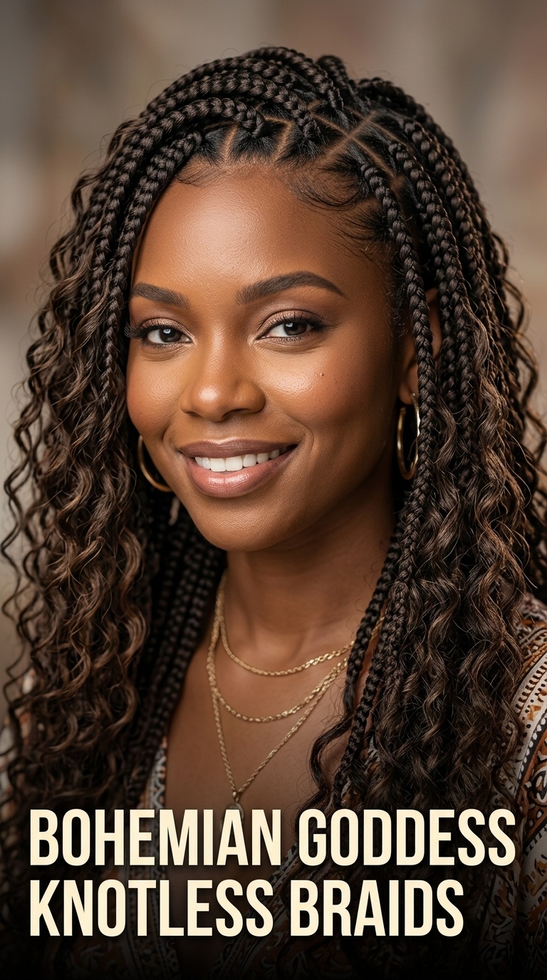 Bohemian Goddess Knotless Braids