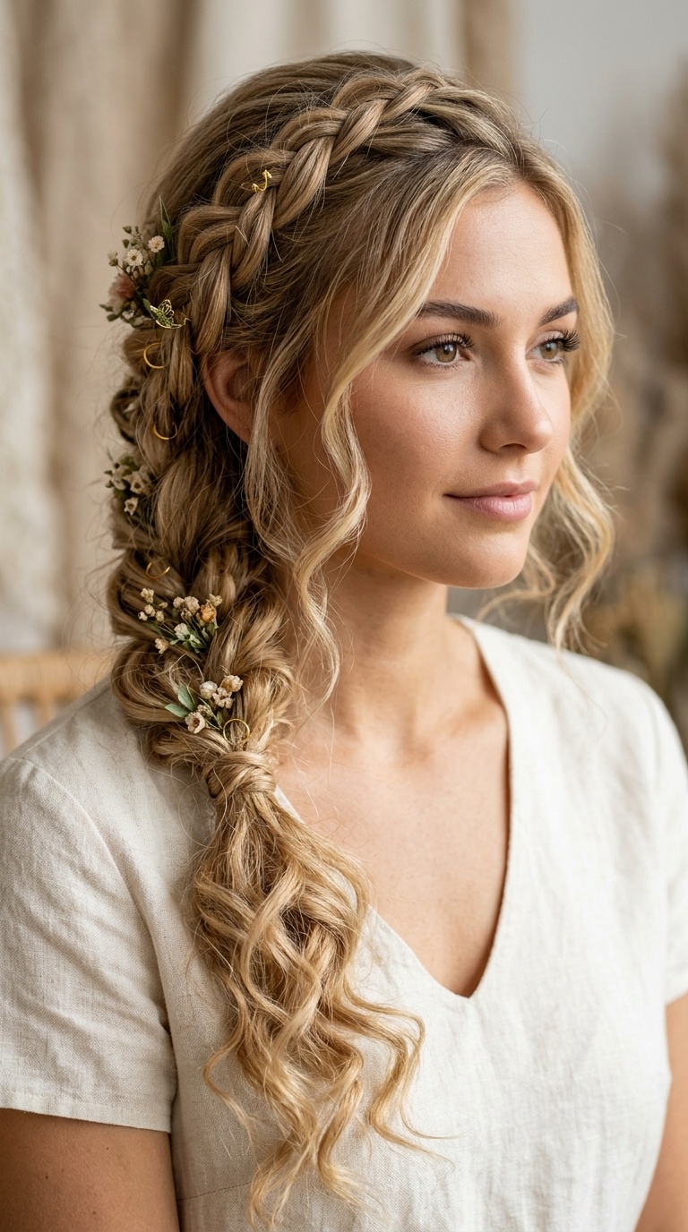 Bohemian Lace Braid with Curls