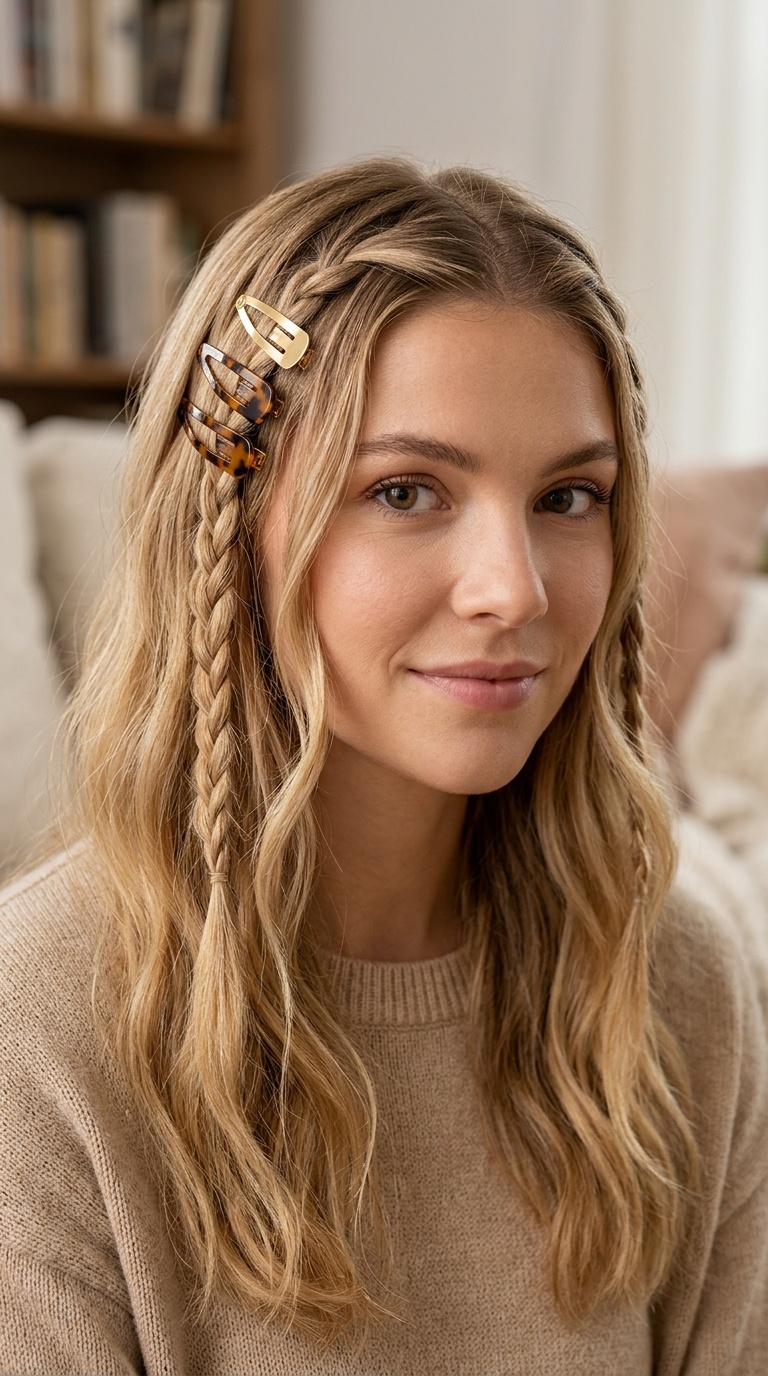 Boho Braided Accent with Snap Clips