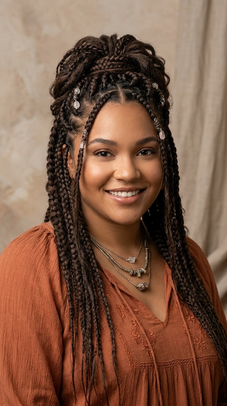 Boho Braids with Crown Volume