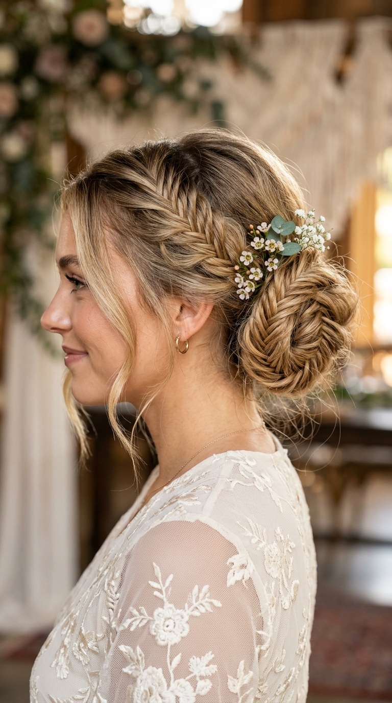 Boho Fishtail Wrapped Bun