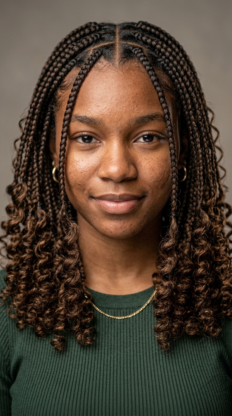 Boho Knotless Braids with Curly Ends