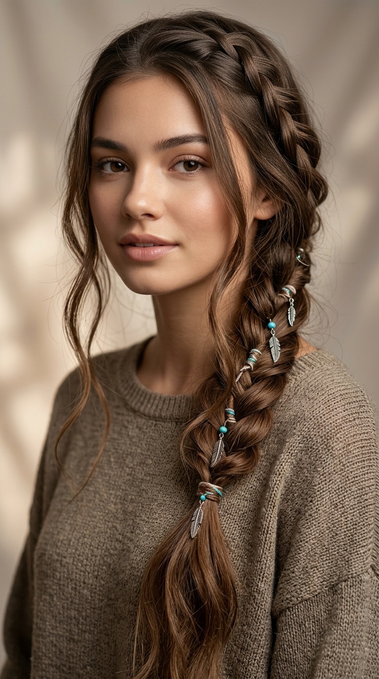 Boho Side Braid with Charms
