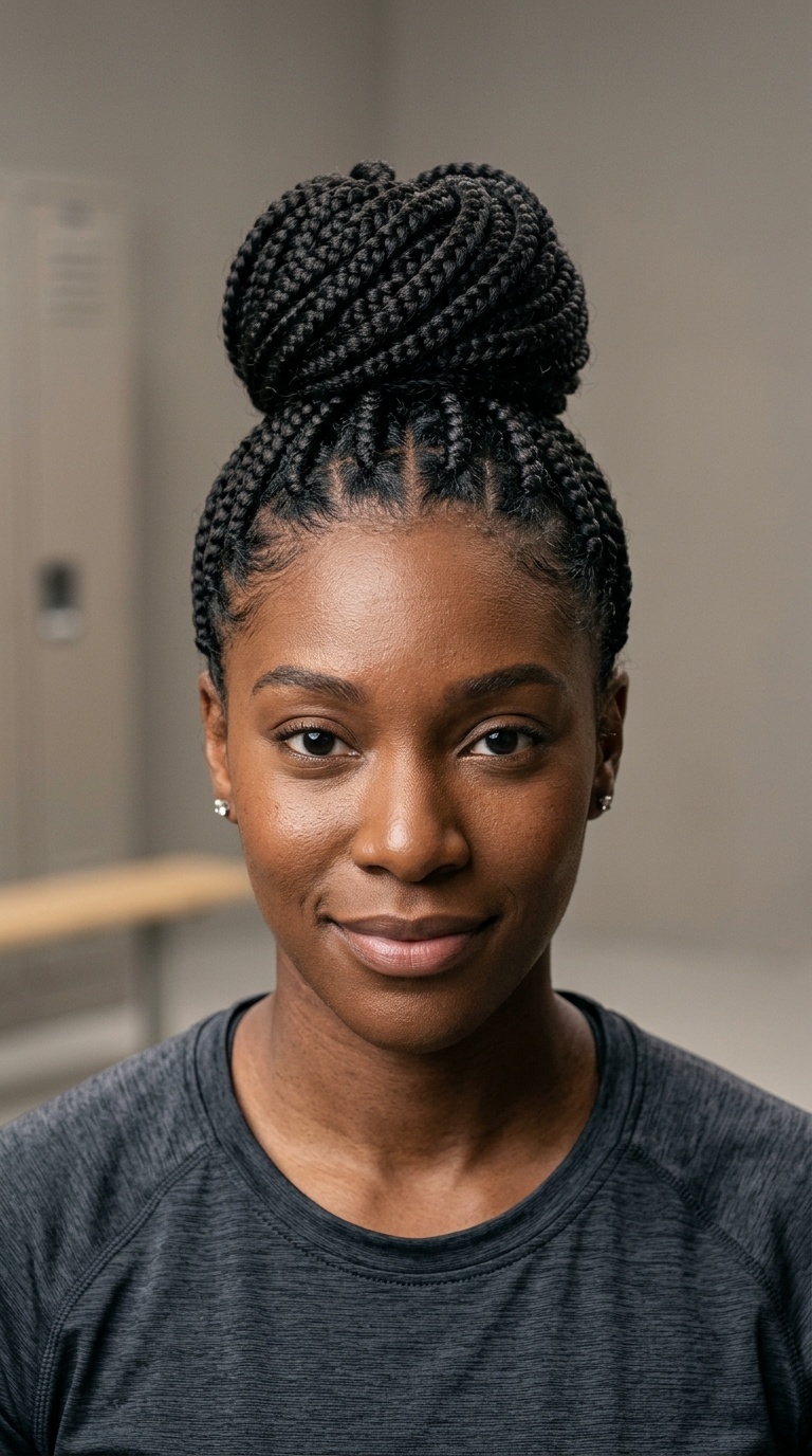 Box Braid High Bun
