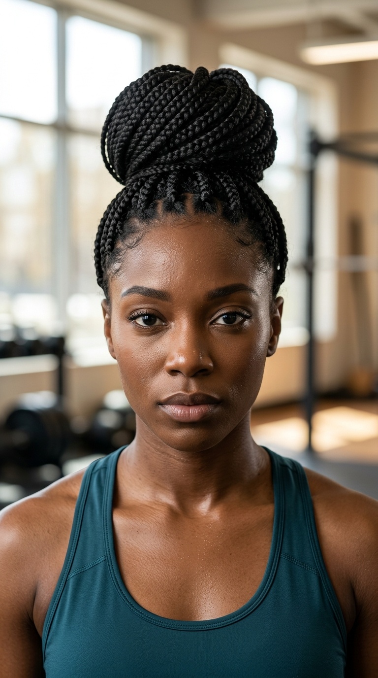 Box Braid High Bun