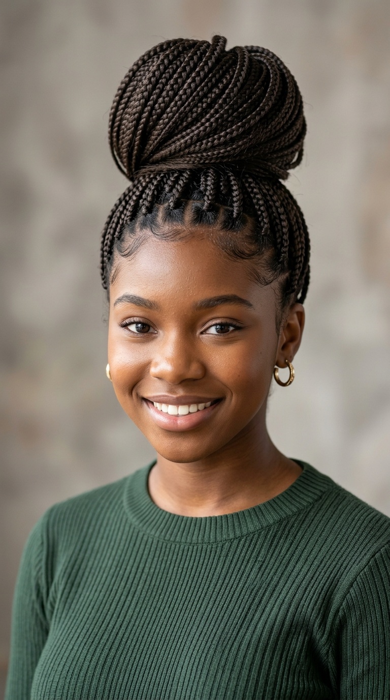 Box Braids into a High Bun