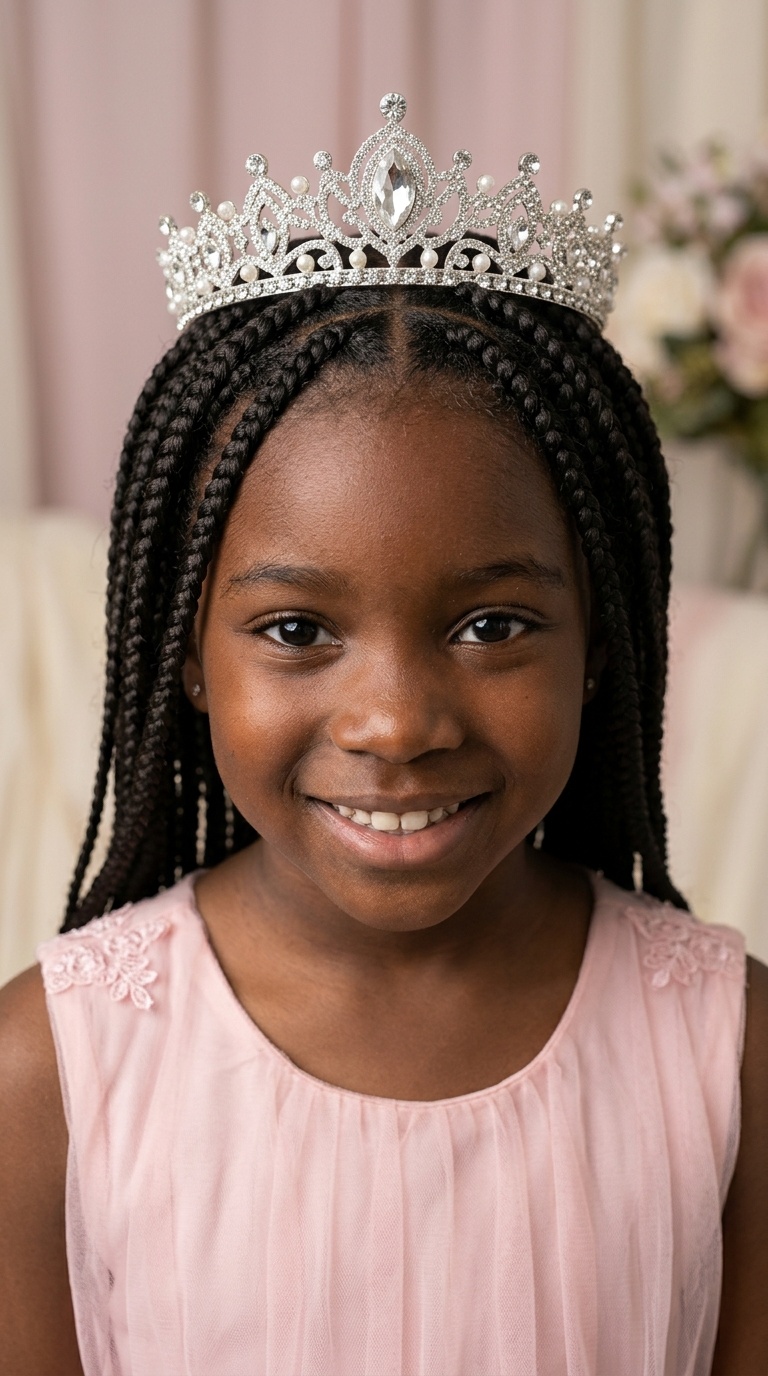 Box Braids with a Royal Princess Tiara