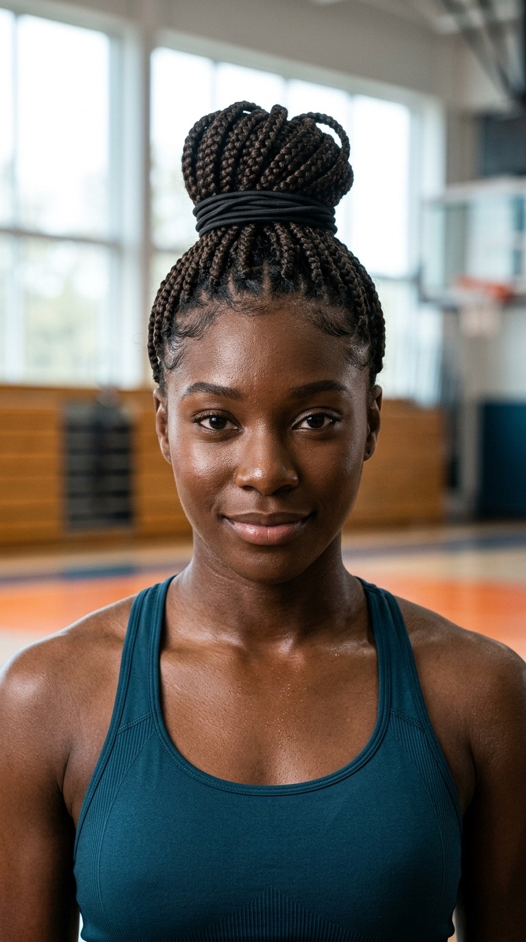 Box Braids with High Tie