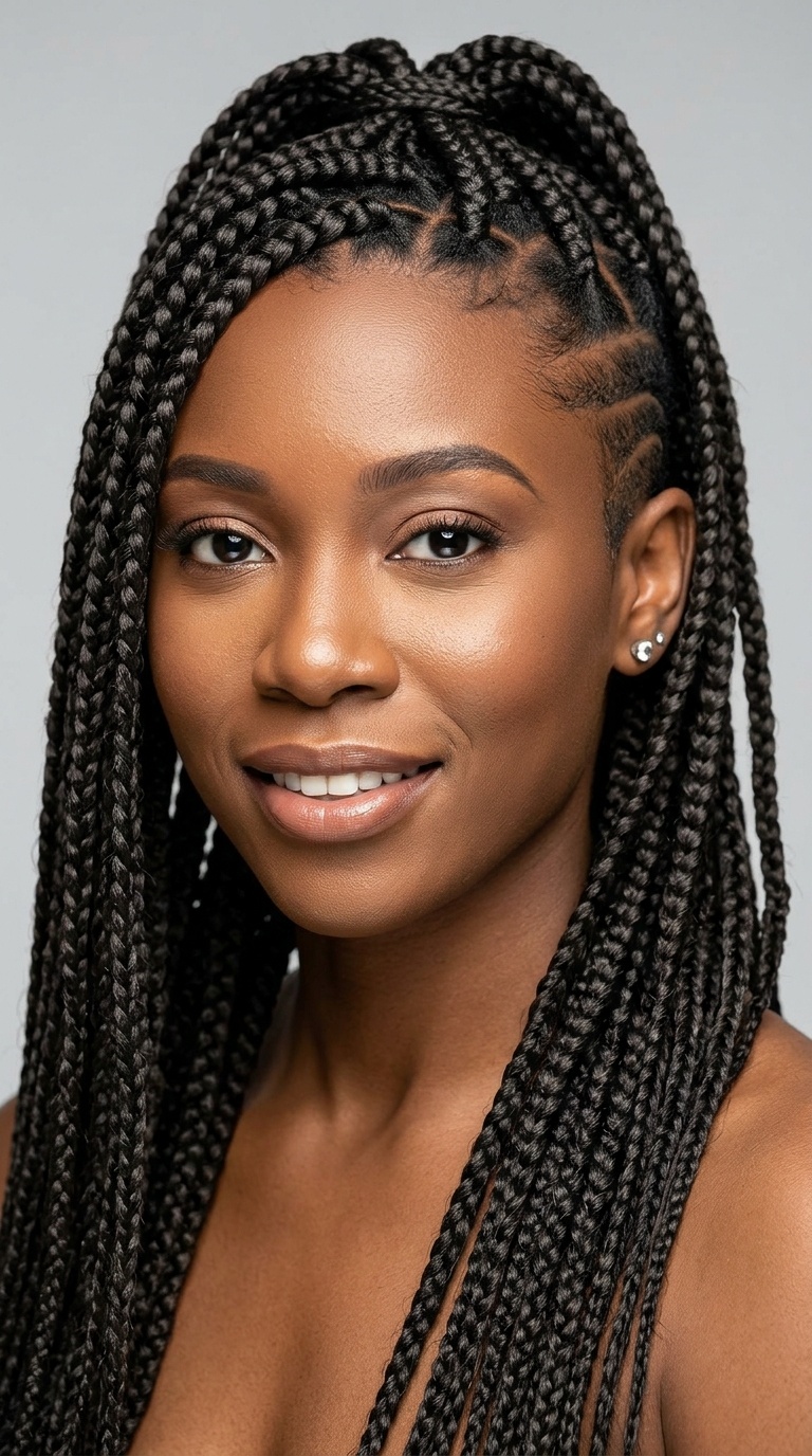 Box Braids with Undercut Detail