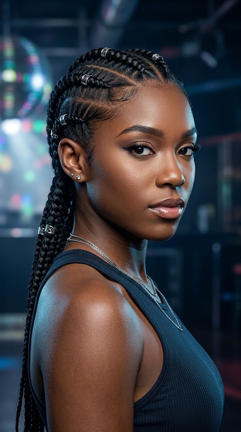 Boxer Braids with Hair Rings