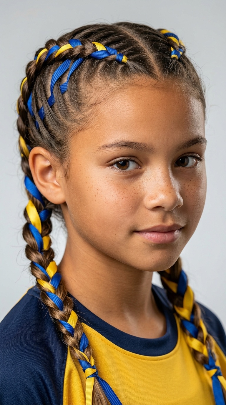 Boxer Braids with Ribbon Extensions