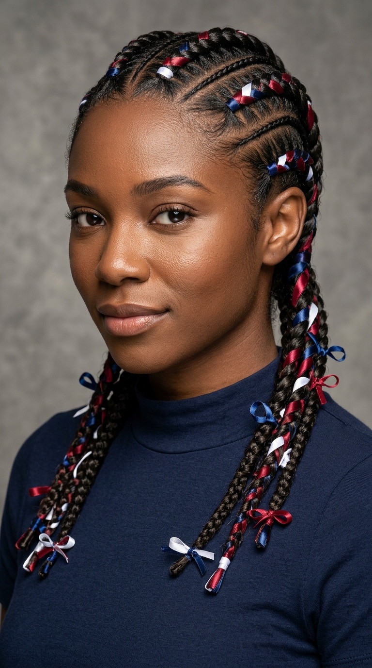 Boxer Braids with Tapered Ribbon Ends